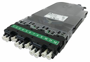 CHD Singlemode Splice Cassette, 12LC/APC, with dust plugs and ribbon pigtails