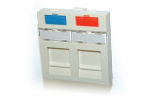 Dual Port Outlet, shuttered flat, for 2 SL jacks, 45 x 45 mm