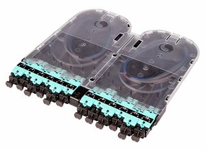 EHD Multimode OM4 Splice Cassette,  24LC with dust plugs and ribbon pigtails