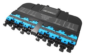 EHD ULL Multimode OM4 MPO-12 distribution module, 24LC to 2x12f MPOs unpinned, dust plugs
