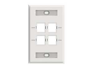 Faceplate Kit, Labelled, 1-gang, 4 port, pro white