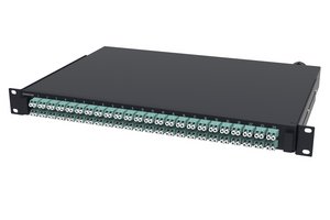 Fiber Optic Termination/Splice Panel, 1U, 19 in, 48 LC duplex adapter, multimode, black