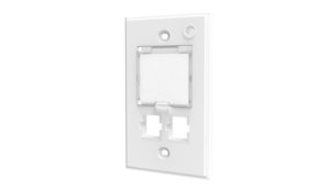 Faceplate Kit, ceilling, labelled, 2 port, electric white