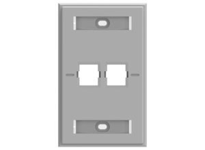 Faceplate Kit, Labelled, 1-gang, 2 port, electric gray