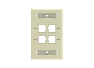 Faceplate Kit, Labelled, 1-gang, 4 port, almond