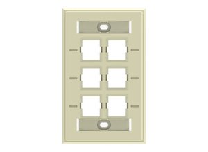 Faceplate Kit, Labelled, 1-gang, 6 port, electric almond