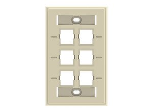 Faceplate Kit, Labelled, 1-gang, 6 port, electric ivory