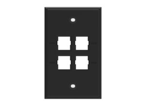 Faceplate Kit, no label, 1-gang, 4 port, electric black