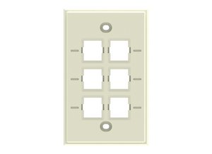 Faceplate Kit, no label, 1-gang, 6 port, light almond