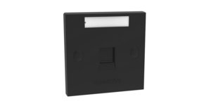 Faceplate Kit, universal, one port, British Standard style, shuttered, black