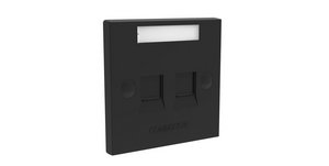 Faceplate Kit, universal, two ports, British Standard style, shuttered, black