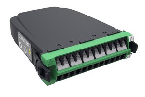 G2  LL Singlemode MPO 12 distribution module, 24 LC APC to 2x12f MPOs pinned, internal shutters