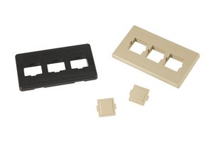 M13C Type Furniture Faceplate, three port black