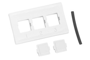 M13C Type Furniture Faceplate, three port white
