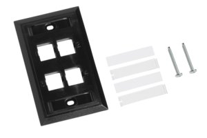L Type Flush Mounted Faceplate, 4 port, black