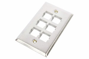 M16SP 6-port Single Gang Stainless Steel Faceplate
