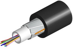 Fiber OSP cable, PE, Gel-filled Central Tube, All-dielectric, 8 fiber, Multimode OM4, Meters jacket marking…