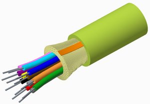 Fiber indoor cable, Plenum Distribution, 4 fiber single-unit, Multimode OM5, Meters jacket marking, Lime gr…
