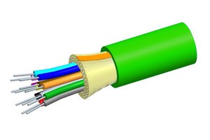 Fiber indoor cable, Plenum Distribution, 12 fiber single-unit, Multimode OM5, Meters jacket marking, Lime g…