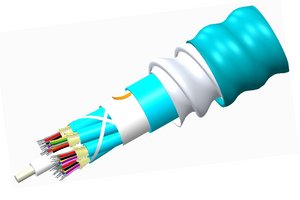 Fiber indoor cable, LazrSPEED® Riser Distribution, interlocking aluminum armored, Multimode OM4, 48 fiber m…